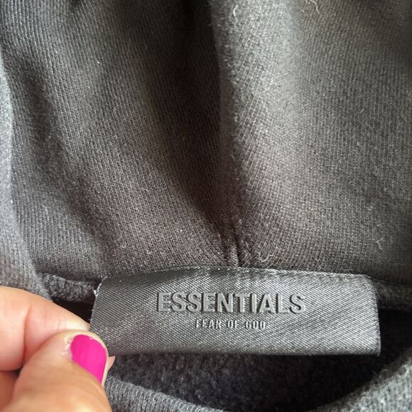 NWOT Essentials Fear Of God Essentials Black Oversized Hoodie Size XS - Picture 3 of 9